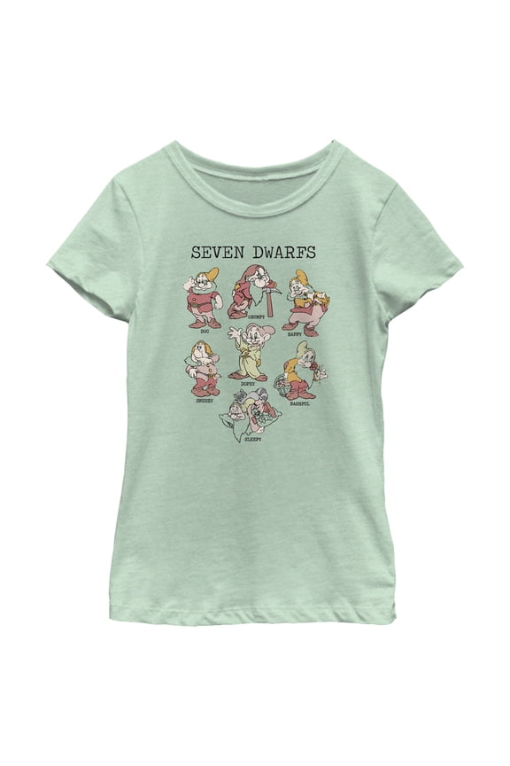 Girl's Snow White and the Seven Dwarfs Name Grid Graphic Tee Mint X Small