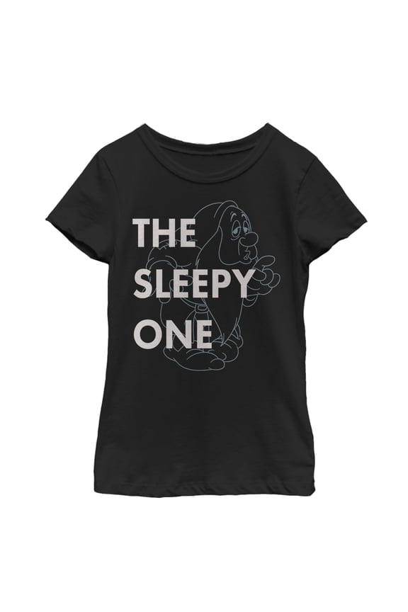 Girl's Snow White and the Seven Dwarfs Sleepy One Graphic Tee Black Medium