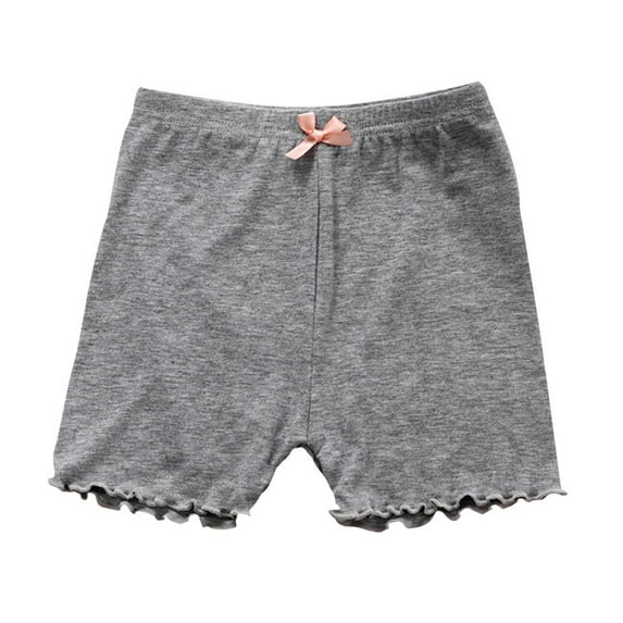 Girl's Solid Color Lace Trim Boyshort Underwear Safety Dress Panties