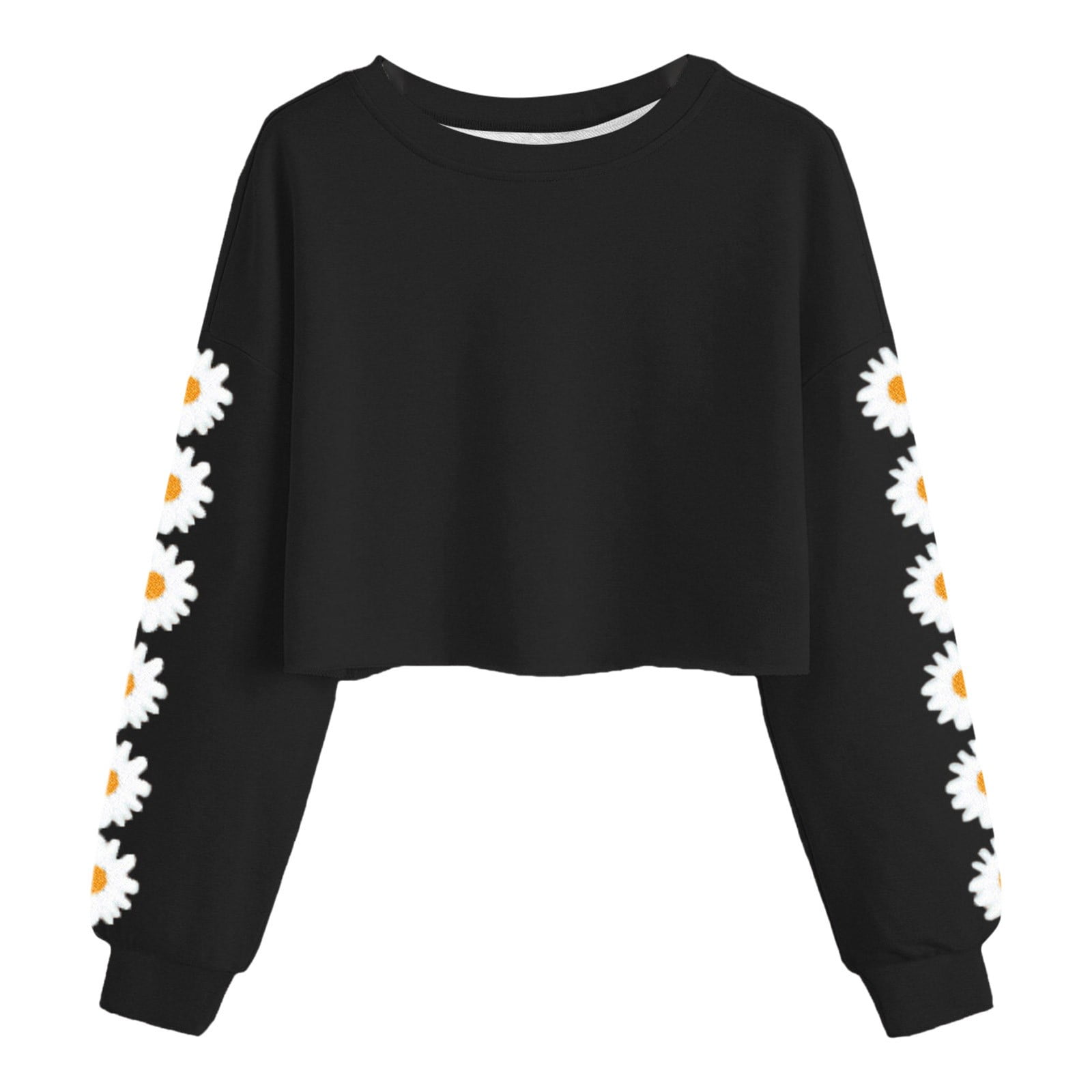 Round Neck Black Chrysanthemum Sweater main image 1