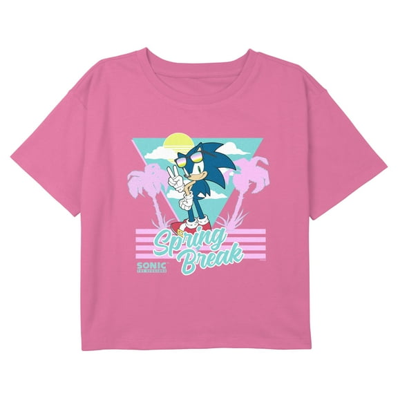 Girl's Sonic the Hedgehog Cool Spring Break Graphic Cropped T-Shirt