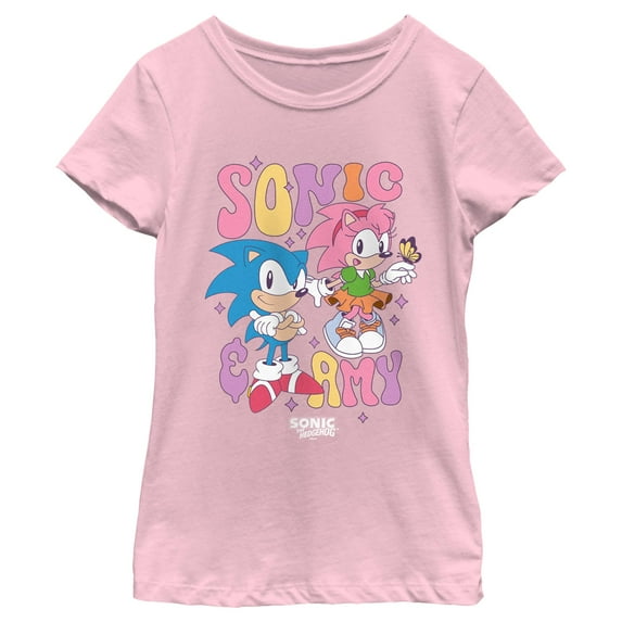 Girl's Sonic the Hedgehog Cute Couple Graphic T-Shirt - Fun & Fashionable,