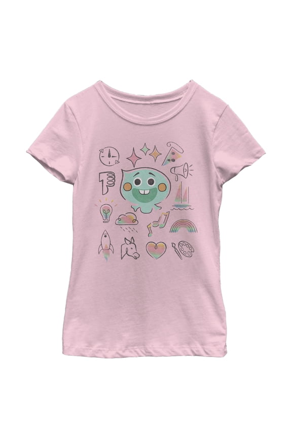Girl's Soul 22 Emoji Manual  Graphic Tee Light Pink Large