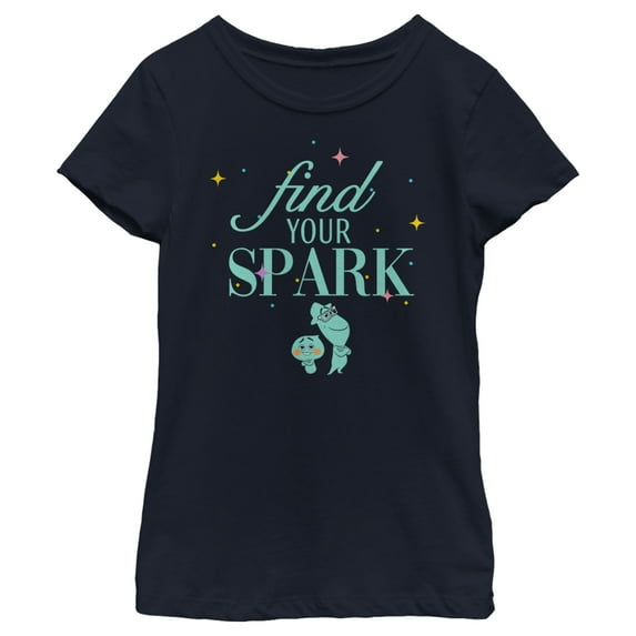 Girl's Soul Find Your Spark Graphic Tee Navy Blue Small