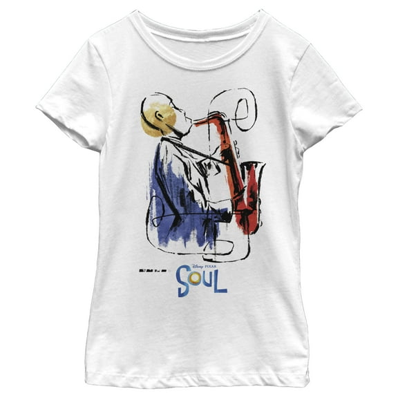 Girl's Soul Watercolor Saxophonist Graphic Tee White Large
