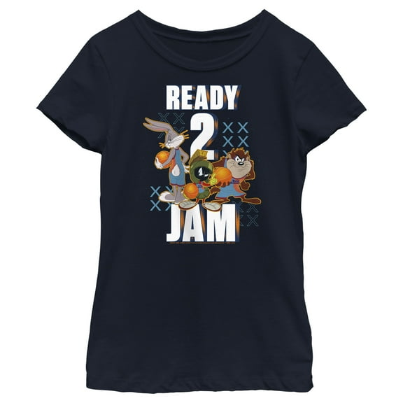Girl's Space Jam: A New Legacy Ready 2 Jam  Graphic Tee Navy Blue Large
