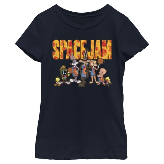 Girl's Space Jam: A New Legacy Tune Squad Logo Graphic Tee Navy Blue Large
