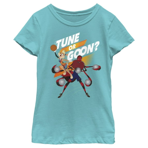 Girl's Space Jam: A New Legacy Tune or Goon? Graphic Tee Tahiti Blue Large