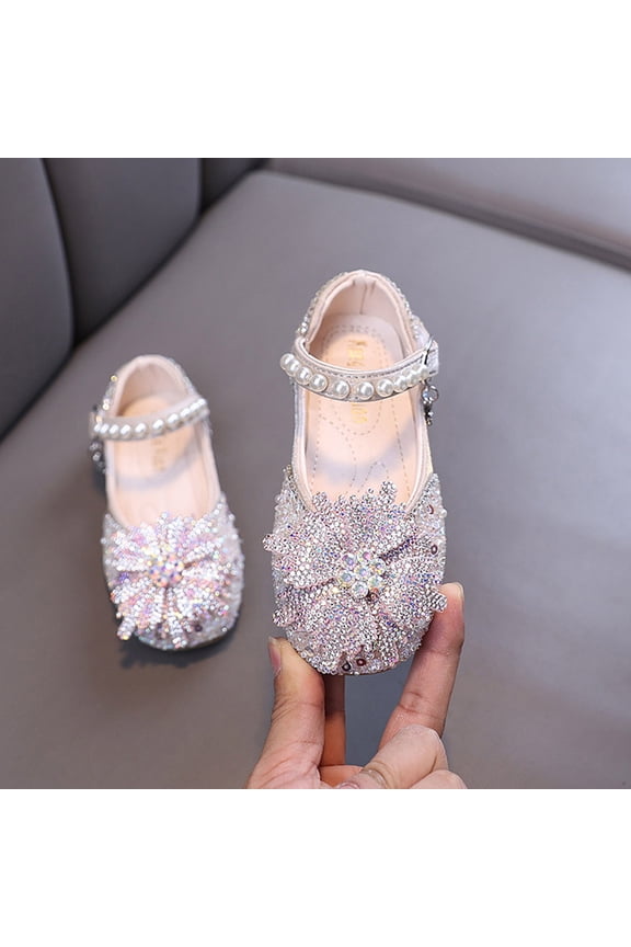 Girl's Sparkling Princess Dress Shoes Mary Jane Children's Ballet Flat Shoes Wedding Party