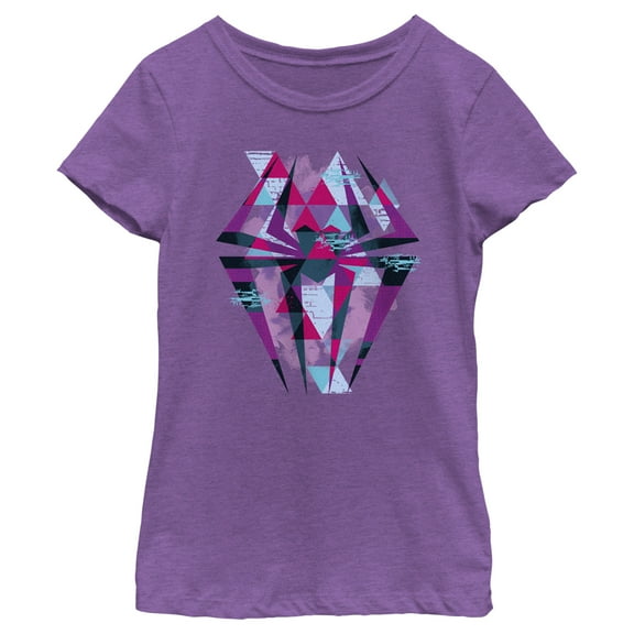 Girl's Spider-Man: Across the Spider-Verse Geometric Spider Logo Graphic Tee Purple Berry X Large