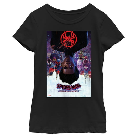 Girl's Spider-Man: Across the Spider-Verse Miles Morales Movie Poster  Graphic Tee Black X Small