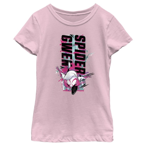 Girl's Spider-Man: Across the Spider-Verse Spider Gwen Paint Splatter Graphic Tee Light Pink X Large