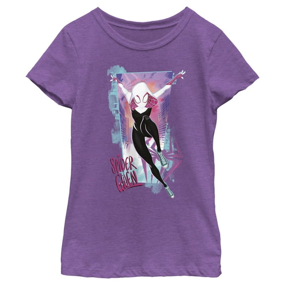 Girl's Spider-Man: Across the Spider-Verse Spider Gwen Poster  Graphic Tee Purple Berry X Large
