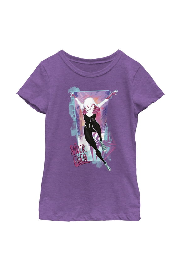Girl's Spider-Man: Across the Spider-Verse Spider Gwen Poster  Graphic Tee Purple Berry X Large