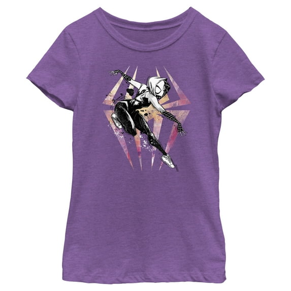Girl's Spider-Man: Across the Spider-Verse Spider Gwen Sketch Graphic Tee Purple Berry Medium