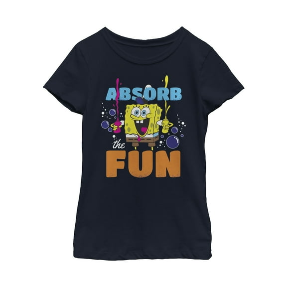 Girl's SpongeBob SquarePants Absorb the Fun  Graphic Tee Navy Blue X Small