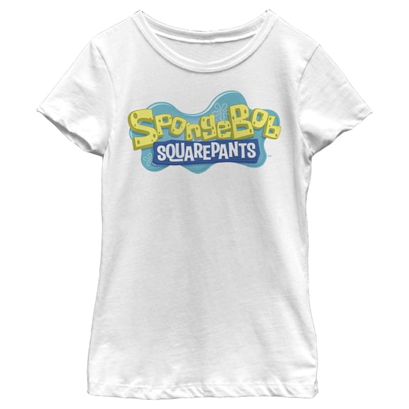 Girl's SpongeBob SquarePants Classic Logo Graphic Tee White Medium