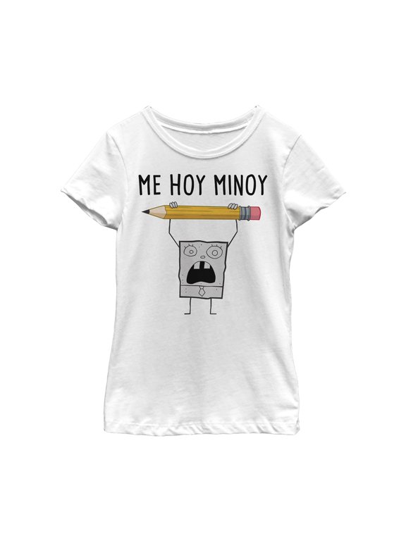 Girl's SpongeBob SquarePants DoodleBob Me Hoy Minoy Graphic Tee White Large