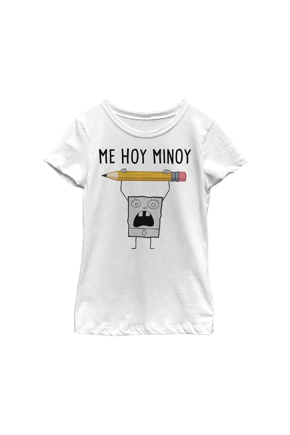 Girl's SpongeBob SquarePants DoodleBob Me Hoy Minoy Graphic Tee White X Large