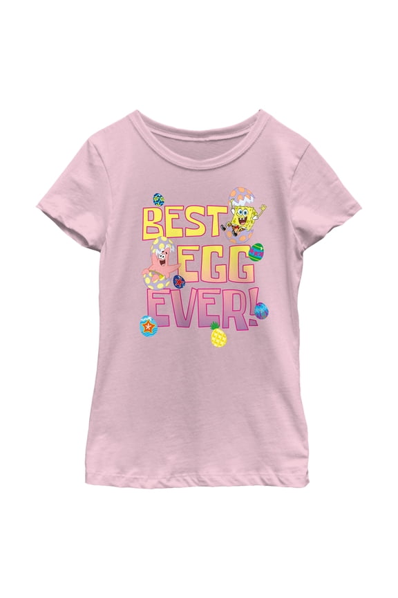 Girl's SpongeBob SquarePants Easter Best Egg Ever Friends Graphic Tee Light Pink X Small