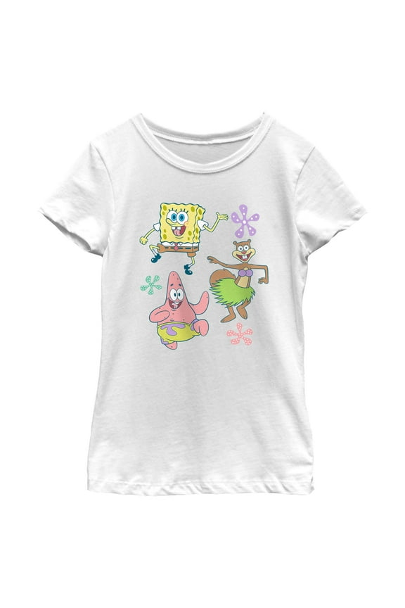 Girl's SpongeBob SquarePants Floral Friends Graphic T-Shirt