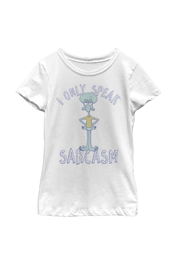 Girl's SpongeBob SquarePants I Only Speak Sarcasm Squidward Graphic Tee White Medium