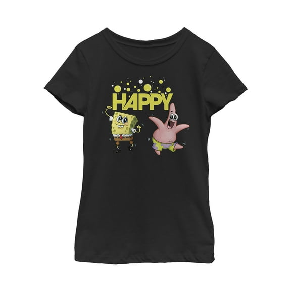 Girl's SpongeBob SquarePants Puppy-Eyed Happiness  Graphic Tee Black X Small