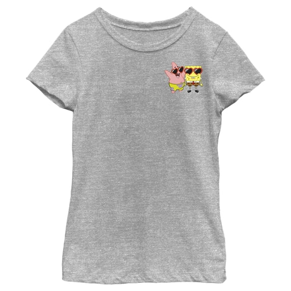 Girl's SpongeBob SquarePants Small Patrick in Heart-Shaped Sunglasses Graphic Tee Athletic Heather X Small