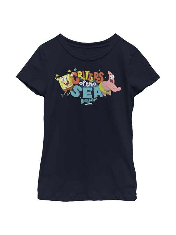 Girl's SpongeBob SquarePants Sponge on the Run Critters of the Sea Dance Graphic Tee Navy Blue X Small