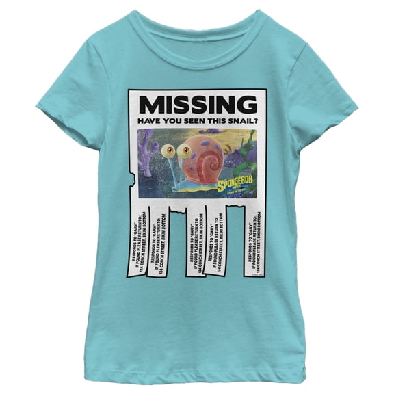 Girl's SpongeBob SquarePants Sponge on the Run Missing Gary Poster Graphic Tee Tahiti Blue Small