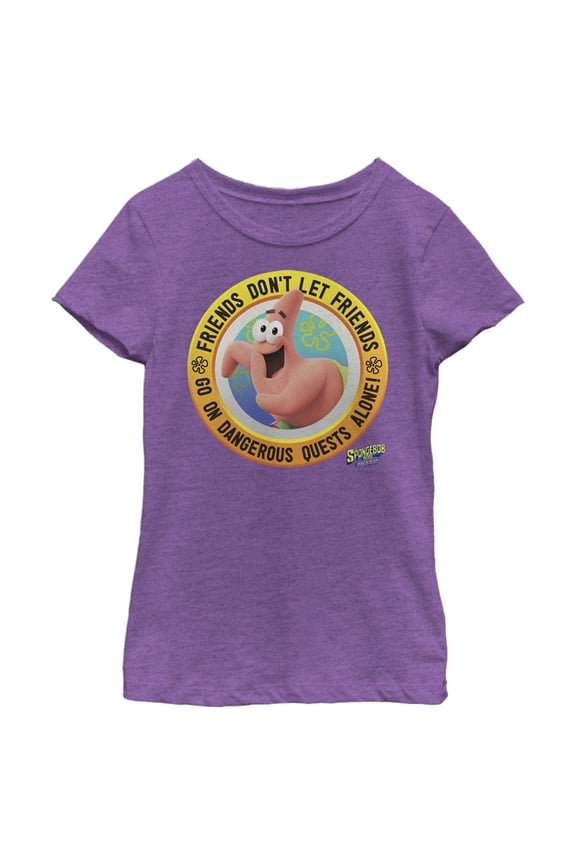 Girl's SpongeBob SquarePants Sponge on the Run Patrick Don't Quest Alone  Graphic Tee Purple Berry Large