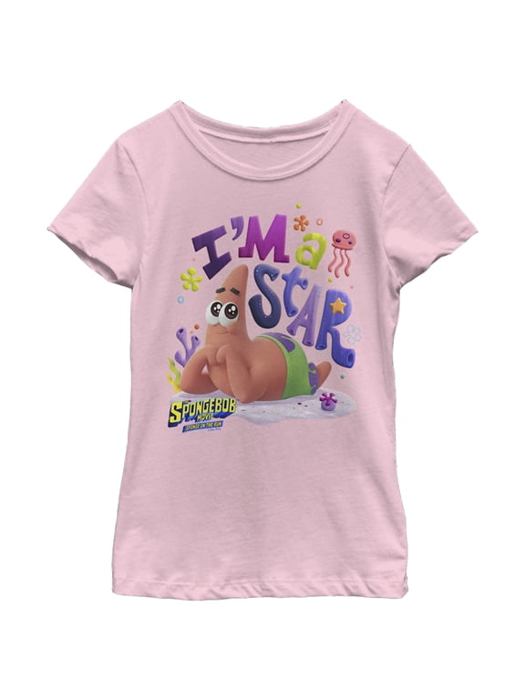 Girl's SpongeBob SquarePants Sponge on the Run Patrick is a Star Graphic Tee Light Pink Large