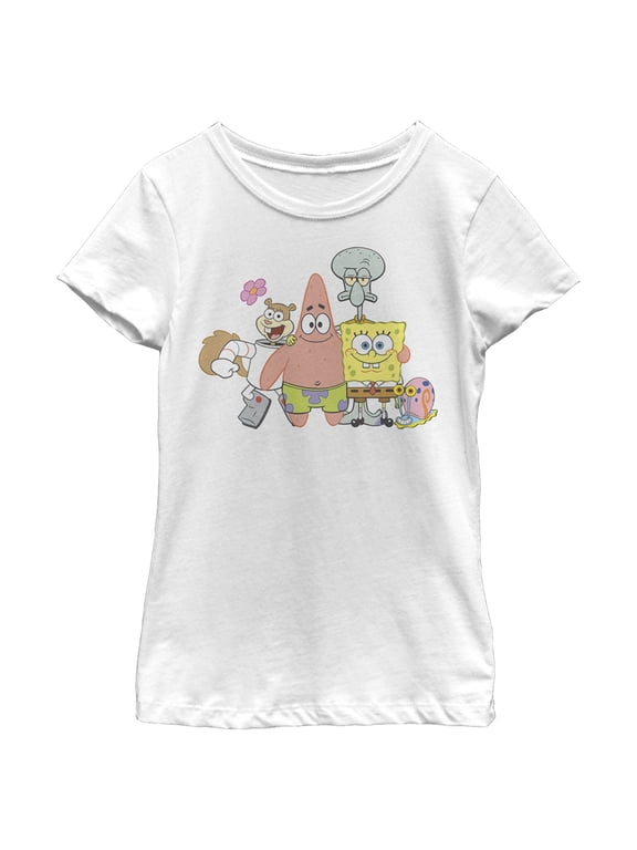 Girl's SpongeBob SquarePants Squad Friends Graphic Tee White Medium