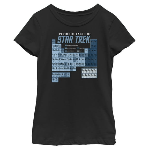 Girl's Star Trek Periodic Table Of Starfleet  Graphic Tee Black Small