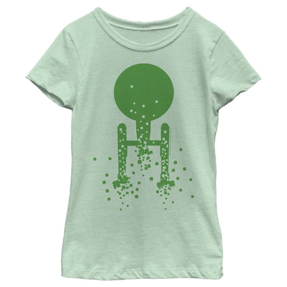 Girl's Star Trek St. Patrick's Enterprise Clover Fill Graphic Tee Mint Medium