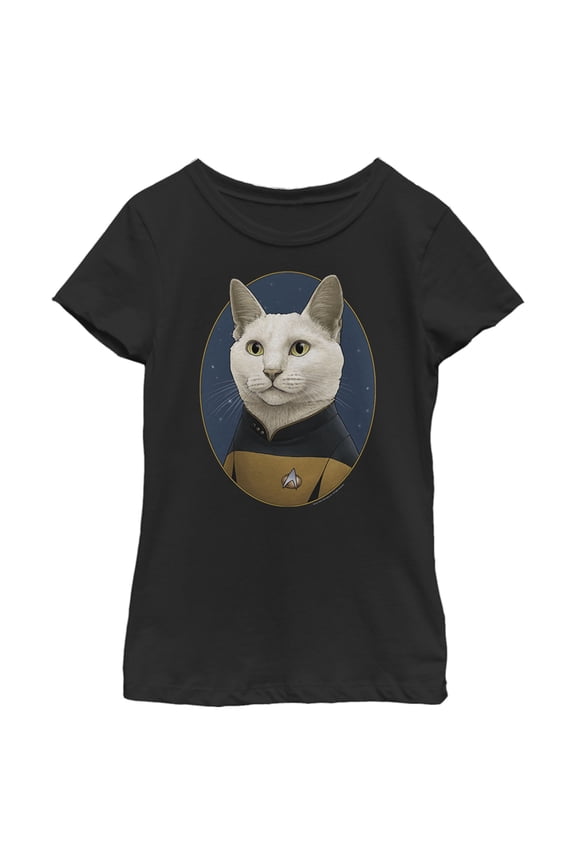 Girl's Star Trek: The Next Generation Commander Data Cat Graphic Tee Black Small