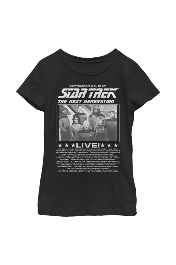 Girl's Star Trek: The Next Generation Concert Poster  Graphic Tee Black X Small