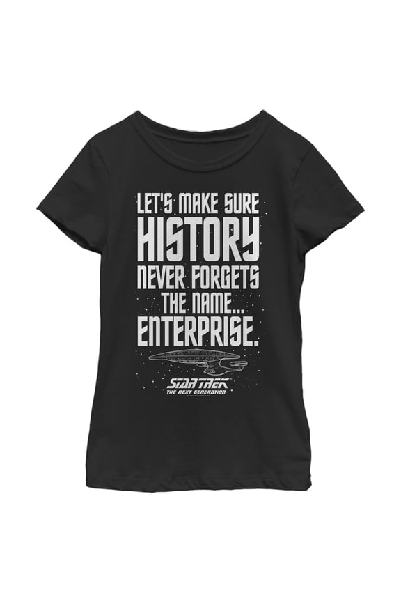 Girl's Star Trek: The Next Generation Let's Make Sure History Never Forgets The USS Enterprise Graphic Tee Black X Large