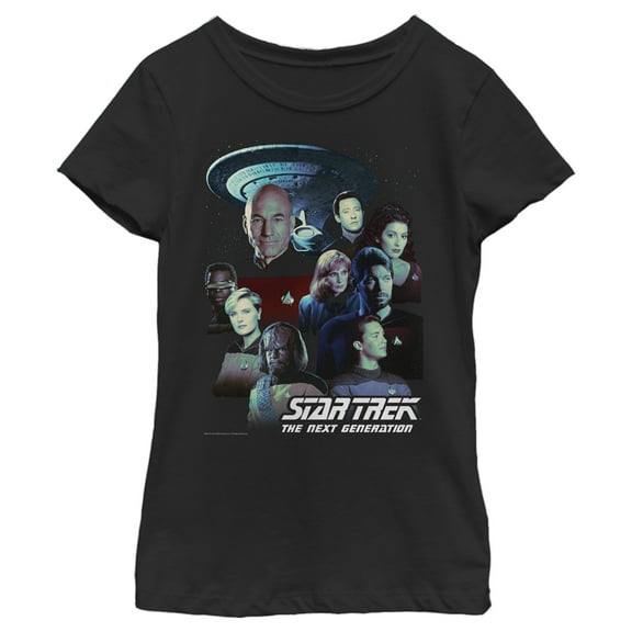 Girl's Star Trek: The Next Generation Starfleet Classic Color Crew Poster Graphic Tee Black Large
