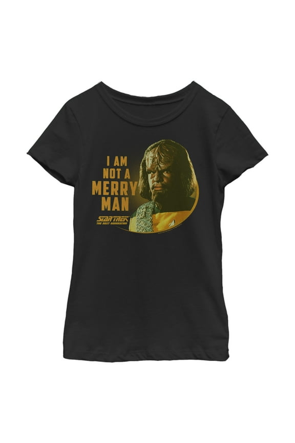 Girl's Star Trek: The Next Generation Worf I Am Not a Merry Man  Graphic Tee Black Medium