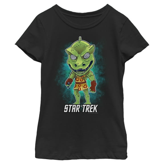 Girl's Star Trek: The Original Series Cartoon Gorn Alien  Graphic Tee Black Medium