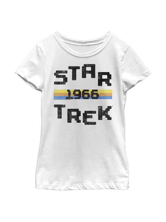 Girl's Star Trek: The Original Series Retro Pixel 1966 Graphic Tee White Small