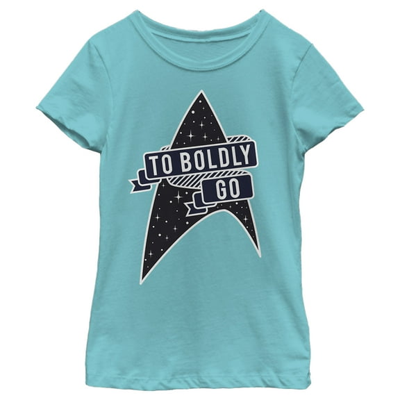 Girl's Star Trek To Boldly Go Starfleet Graphic Tee Tahiti Blue Large