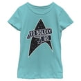 thumbnail image 1 of Girl's Star Trek To Boldly Go Starfleet Graphic Tee Tahiti Blue Small, 1 of 4