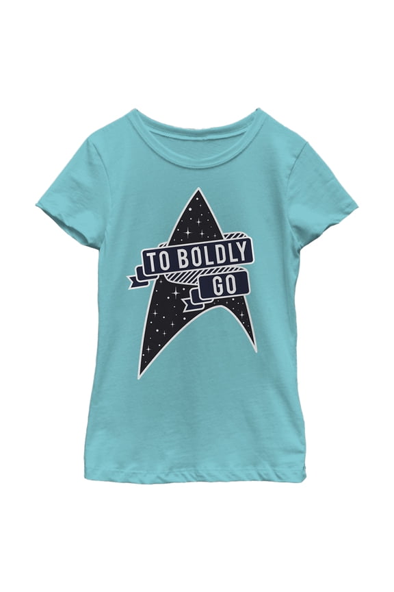 Girl's Star Trek To Boldly Go Starfleet Graphic Tee Tahiti Blue X Large