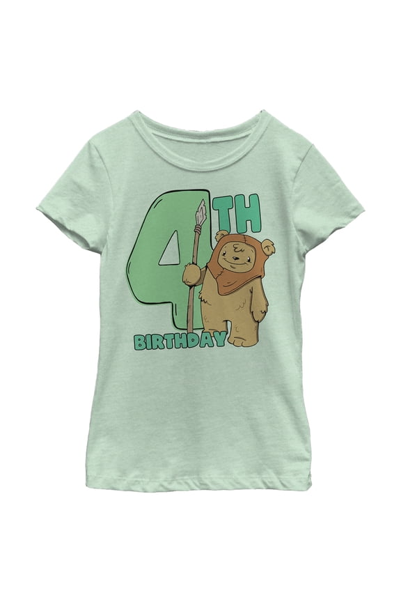 Girl's Star Wars 4th Birthday Cute Ewok Graphic T-Shirt