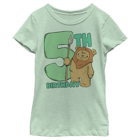 Girl's Star Wars 5th Birthday Cute Ewok  Graphic T-Shirt