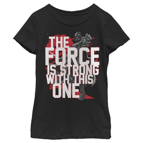 Girl's Star Wars: A New Hope Darth Vader The Force is Strong with this One  Graphic Tee Black Large
