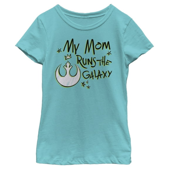 Girl's Star Wars: A New Hope Mother's Day Mom Runs Galaxy  Graphic Tee Tahiti Blue Small