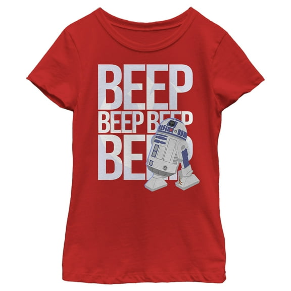Girl's Star Wars: A New Hope R2-D2 Beep Beep Beep Graphic Tee Red Small
